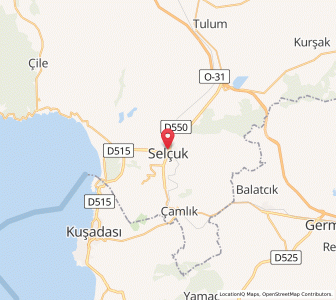 Map of Selçuk, İzmir Province