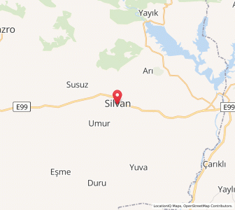 Map of Silvan, Diyarbakır Province