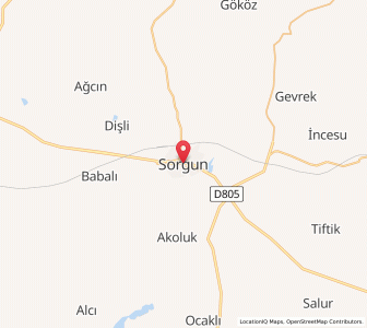Map of Sorgun, Yozgat