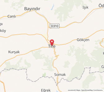 Map of Tire, İzmir Province