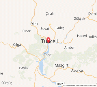 Map of Tunceli, Tunceli