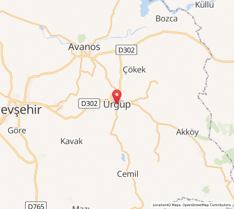 Map of Ürgüp, Nevşehir Province