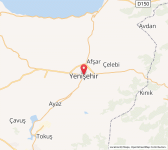 Map of Yenişehir, Bursa Province