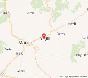 Map of Yeşilli, Mardin