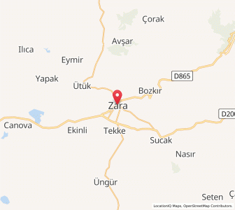 Map of Zara, Sivas