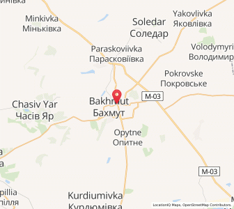 Map of Bakhmout, Donetsk
