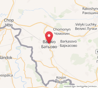 Map of Batïovo, Transcarpathia