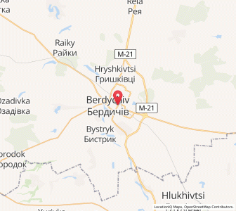 Map of Berdytchiv, Zhytomyr