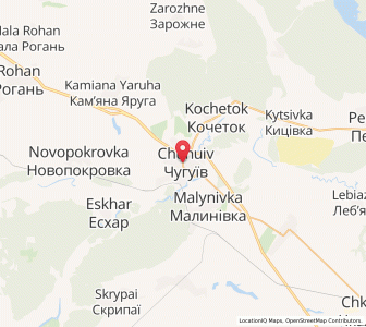 Map of Tchouhouïv, Kharkiv