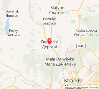 Map of Derhatchi, Kharkiv