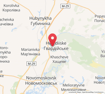 Map of Hvardiïské, Dnipropetrovsk