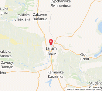 Map of Izium, Kharkiv