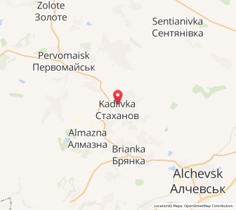 Map of Stakhanov, Luhansk