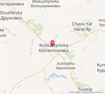 Map of Kostiantynivka, Donetsk