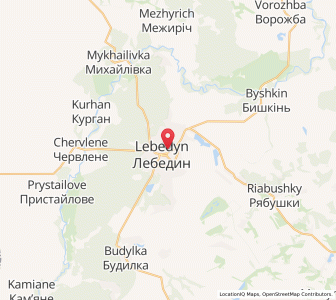 Map of Lebedine, Sumy
