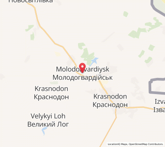 Map of Molodohvardiisk, Luhansk
