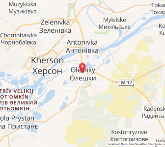 Map of Olechky, Kherson