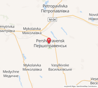 Map of Perchotravensk, Dnipropetrovsk