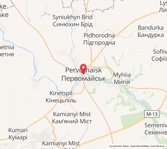 Map of Pervomaïsk, Mykolaiv
