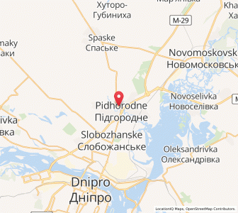 Map of Pidhorodné, Dnipropetrovsk