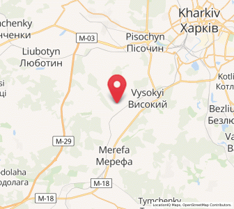 Map of Pivdenne, Kharkiv