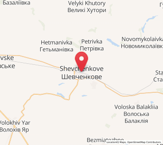 Map of Shevchenkove, Kharkiv
