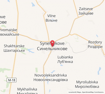 Map of Synelnykové, Dnipropetrovsk