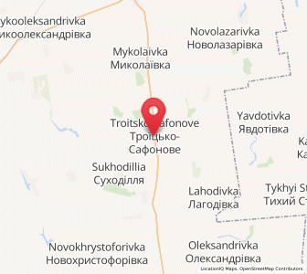 Map of Troïtsko-Safonové, Mykolaiv