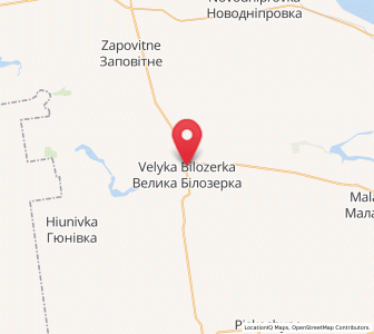 Map of Vélyka Bilozerka, Zaporizhzhia