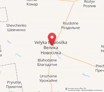 Map of Velyka Novosilka, Donetsk
