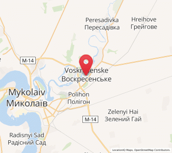 Map of Voskressenské, Mykolaiv