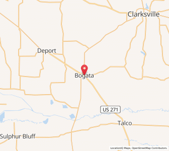 Map of Bogata, Texas