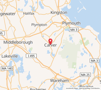 Map of Carver, Massachusetts