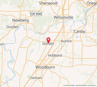 Map of Donald, Oregon