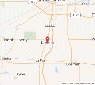 Map of Lakeville, Indiana