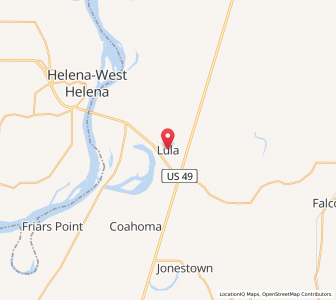 Map of Lula, Mississippi