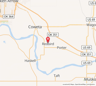 Map of Redbird, Oklahoma