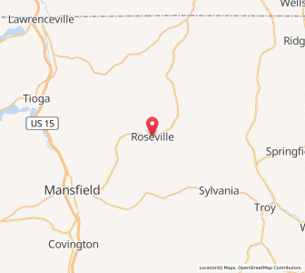 Map of Roseville, Pennsylvania