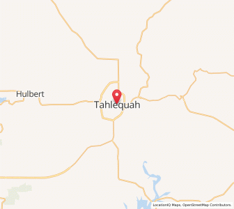 Map of Tahlequah, Oklahoma