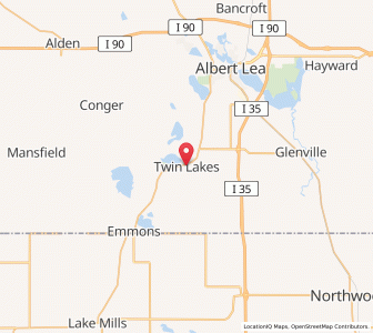 Map of Twin Lakes, Minnesota