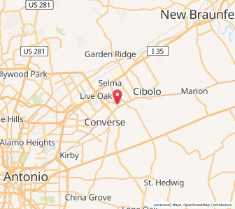 Map of Universal City, Texas